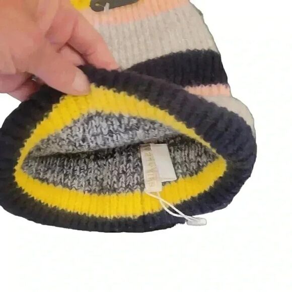 Shiraleah Nancy Women's Gray/Pink/Yellow/Navy Acrylic Blend Striped Knit Cuffed - Picture 4 of 5